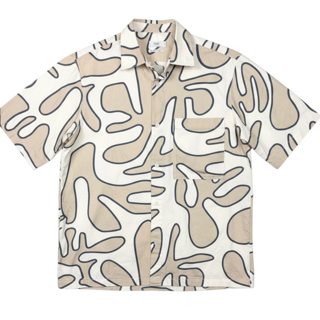 Closed Brand Graphic Print Hort Leeve Hirt Men's Med Casual Button Down Vacation